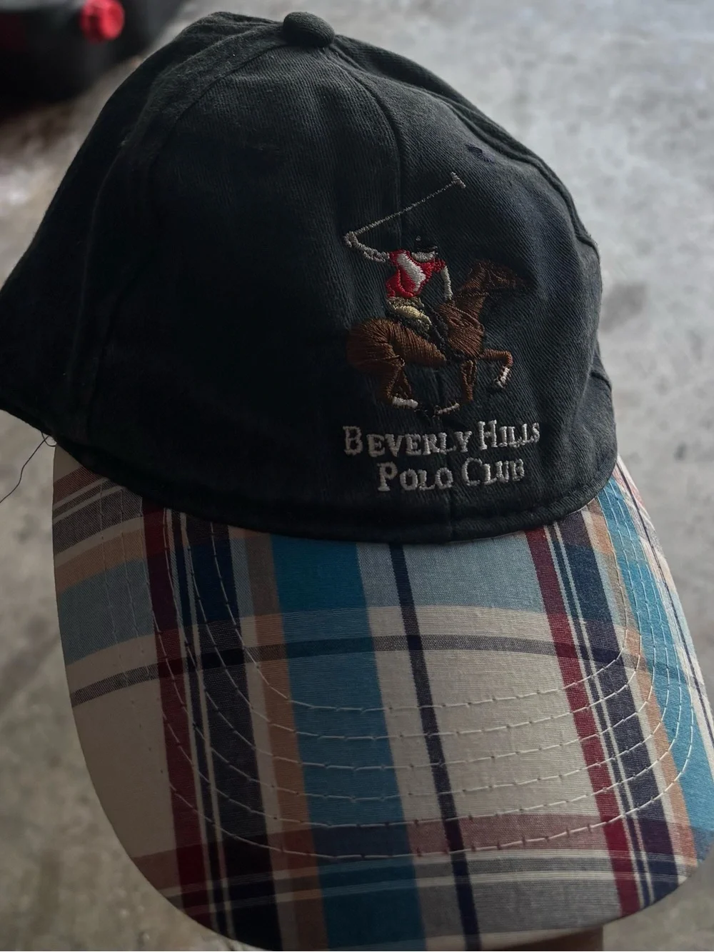Beverly Hills Polo Club Navy & Plaid Baseball Cap O/S